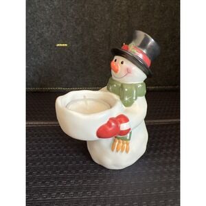 Yankee Candle Vintage snowman tea light 6" top hat scarf Gloves Christmas Winter
